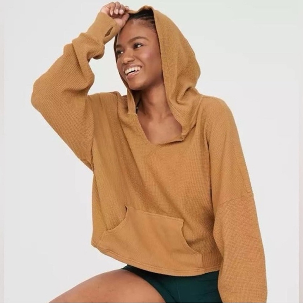 Aerie Offline Mustard Oversized Waffle Thermal Hoodie S